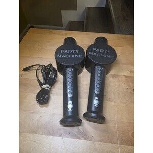 Singing Machine Party Machine Duet Wireless Bluetooth Microphones Set w/ USB...